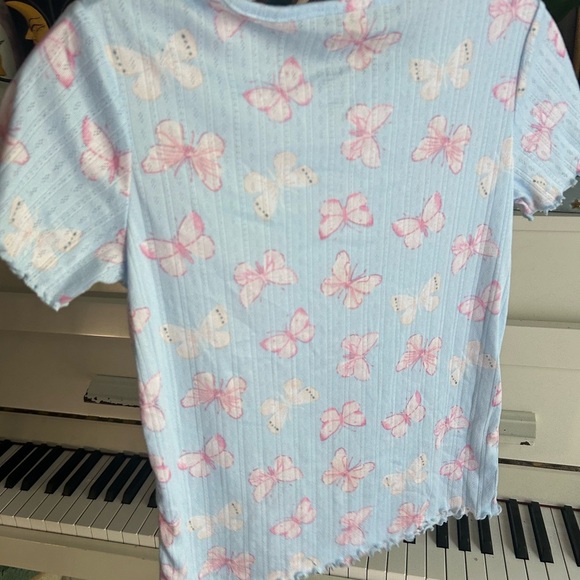 George Light Blue Top with Pink Butterfly Print Girls XL (14-16) - Picture 6 of 12